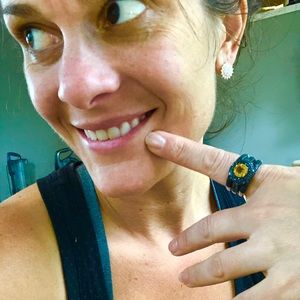 Black Spinel & Citrine SS 3 ring set 4.78ctw